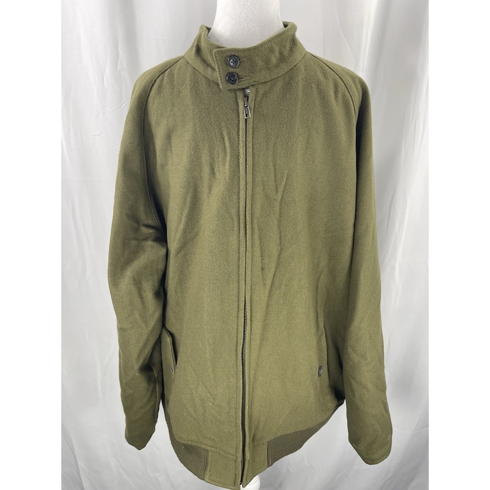 Lands' End Men's Olive Army Green Wool Blend Coat Jacket Size X-Large Outdoors